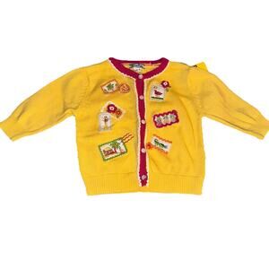 HARTSTRINGS Yellow & Pink Cotton Girl Toddler Cardigan Sweater size 3T